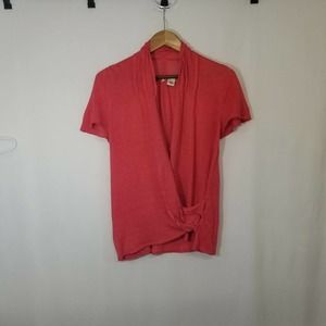 Anthropologie Moth Coral Linen Blend Sweater